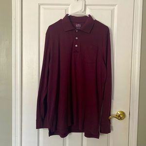 NWOT Men’s Size Large L/S Polo with Pocket. Wine/ Burgundy Color